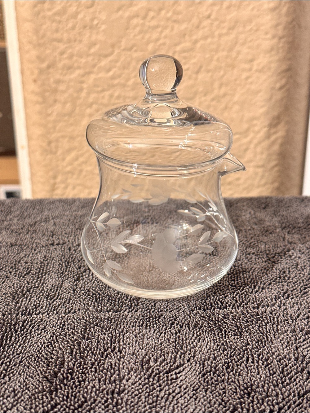 Princess House Crystal Heritage Etched Condiment Jar With Lid